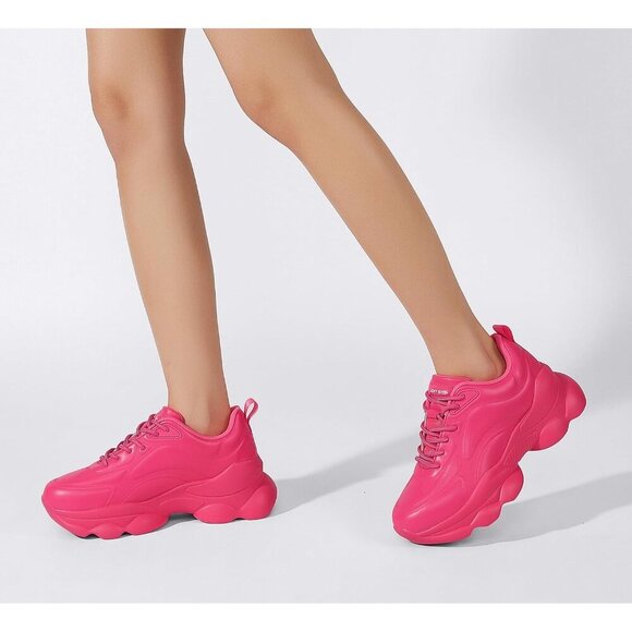 Women's 90s Chunky Sneakers Rope Platform Casual Thick Rave Walking Shoes Pink - Picture 9 of 9